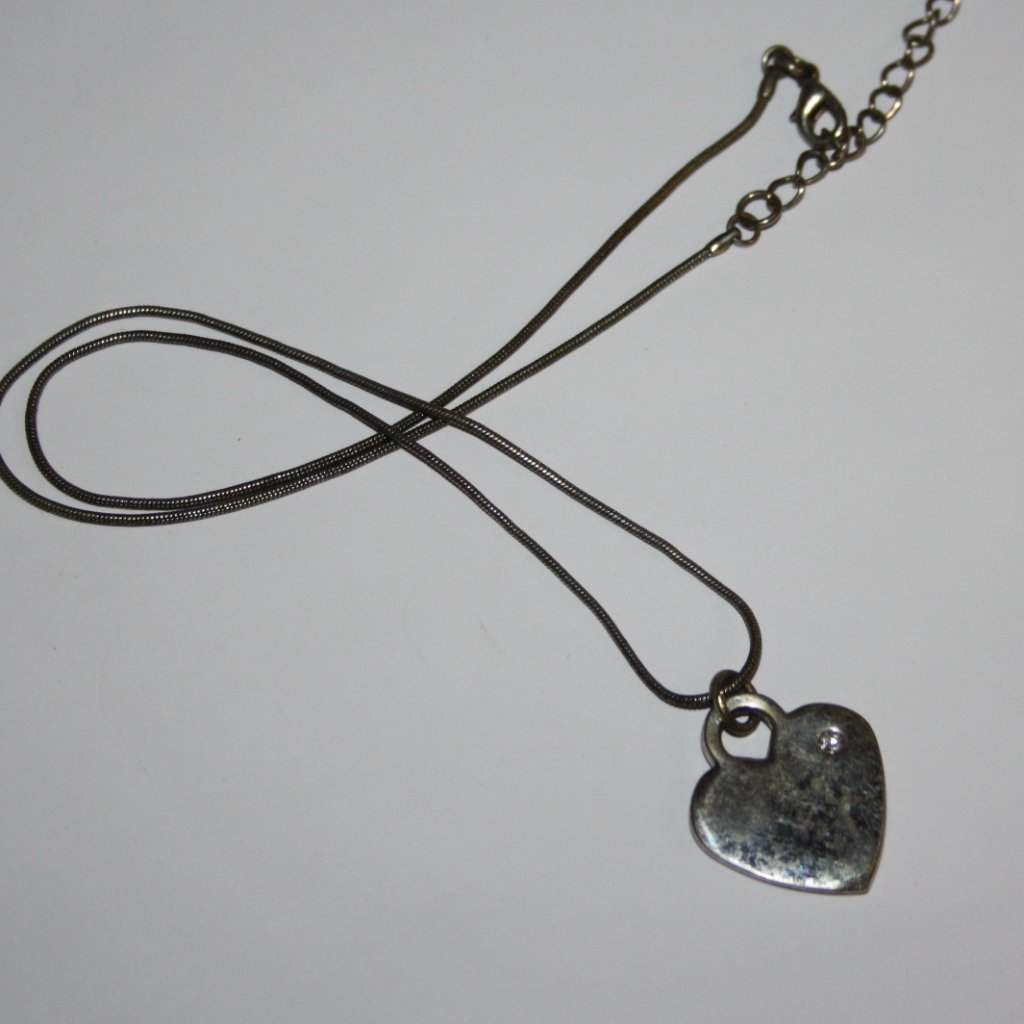 Silver Heart Necklace With Rhinestone 1619" Classic Charm